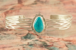 Genuine Sleeping Beauty Turquoise Sterling Silver Bracelet